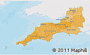 Political Shades 3D Map of South West, single color outside