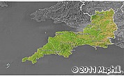 Satellite 3D Map of South West, desaturated