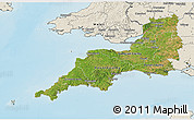 Satellite 3D Map of South West, shaded relief outside