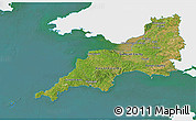 Satellite 3D Map of South West, single color outside