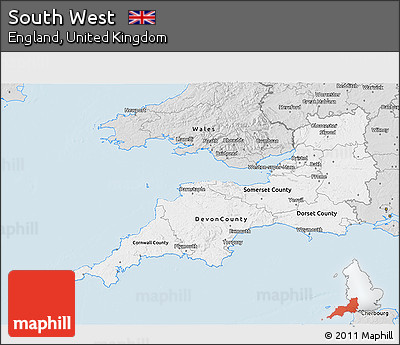 Silver Style 3D Map of South West