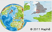 Physical Location Map of Bath and North East Somerset, highlighted country, highlighted grandparent region