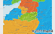 Physical Map of Bath and North East Somerset, political outside