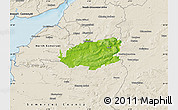 Physical Map of Bath and North East Somerset, shaded relief outside