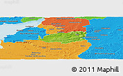 Physical Panoramic Map of Bath and North East Somerset, political outside