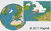 Satellite Location Map of City Of Bristol, highlighted country, highlighted parent region