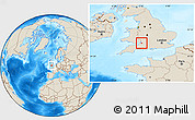 Shaded Relief Location Map of City Of Bristol