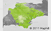 Physical 3D Map of Devon County, desaturated