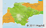 Physical 3D Map of Devon County, political outside