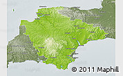Physical 3D Map of Devon County, semi-desaturated