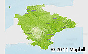 Physical 3D Map of Devon County, single color outside