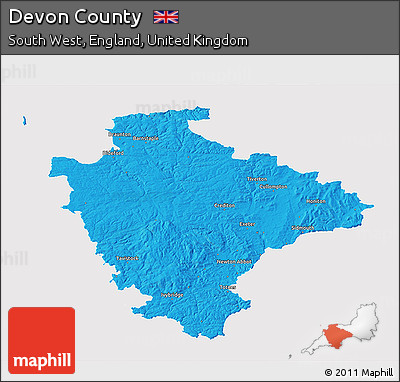 Political 3D Map of Devon County, cropped outside