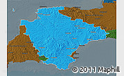 Political 3D Map of Devon County, darken