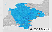 Political 3D Map of Devon County, lighten, desaturated