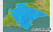 Political 3D Map of Devon County, satellite outside