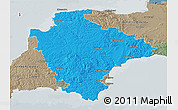 Political 3D Map of Devon County, semi-desaturated