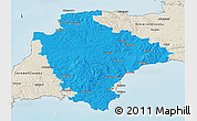 Political 3D Map of Devon County, shaded relief outside