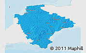 Political 3D Map of Devon County, single color outside