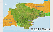 Satellite 3D Map of Devon County, political outside