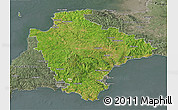 Satellite 3D Map of Devon County, semi-desaturated
