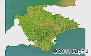 Satellite 3D Map of Devon County, single color outside