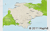Shaded Relief 3D Map of Devon County, physical outside