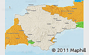 Shaded Relief 3D Map of Devon County, political outside