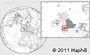 Blank Location Map of Devon County, highlighted country, highlighted grandparent region, within the entire country