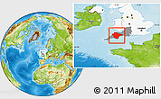 Physical Location Map of Devon County, highlighted country, highlighted parent region