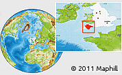 Physical Location Map of Devon County, highlighted grandparent region