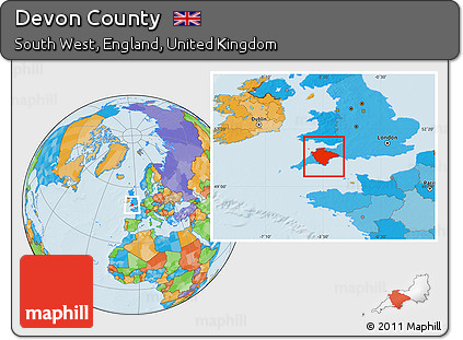 Political Location Map of Devon County