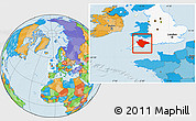 Political Location Map of Devon County, highlighted grandparent region