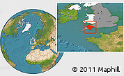Satellite Location Map of Devon County, highlighted country, highlighted grandparent region