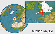 Satellite Location Map of Devon County, highlighted grandparent region