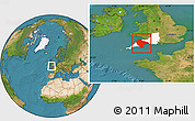 Satellite Location Map of Devon County, highlighted parent region