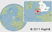 Savanna Style Location Map of Devon County, highlighted grandparent region, hill shading