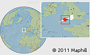 Savanna Style Location Map of Devon County, highlighted parent region, hill shading