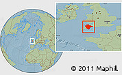 Savanna Style Location Map of Devon County, hill shading