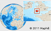 Shaded Relief Location Map of Devon County