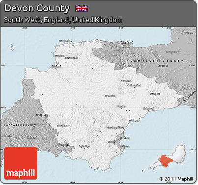 Gray Map of Devon County