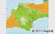 Physical Map of Devon County, political outside