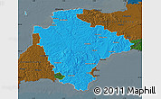 Political Map of Devon County, darken
