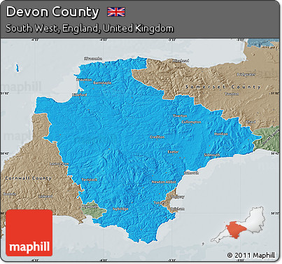 Political Map of Devon County, semi-desaturated