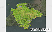 Satellite Map of Devon County, darken, semi-desaturated