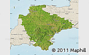 Satellite Map of Devon County, shaded relief outside