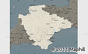 Shaded Relief Map of Devon County, darken