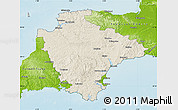 Shaded Relief Map of Devon County, physical outside
