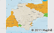 Shaded Relief Map of Devon County, political outside