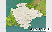 Shaded Relief Map of Devon County, satellite outside