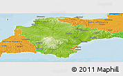 Physical Panoramic Map of Devon County, political outside